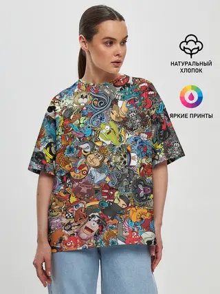 Женская футболка оверсайз / Стикеры