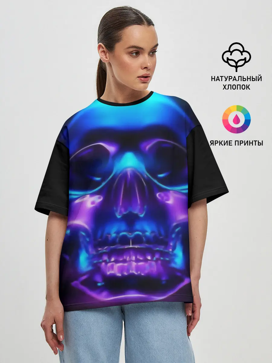 Женская футболка оверсайз / Череп