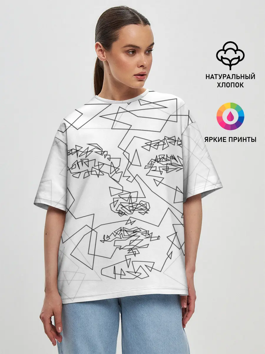 Женская футболка оверсайз / Геометрическое лицо