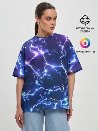 Женская футболка оверсайз / Молнии | Flash