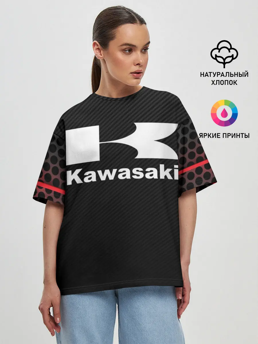 Женская футболка оверсайз / KAWASAKI | КАВАСАКИ