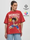 Женская футболка оверсайз / Monkey D. Luffy на красном