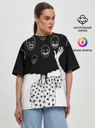 Женская футболка оверсайз / Многоликий | Multi face