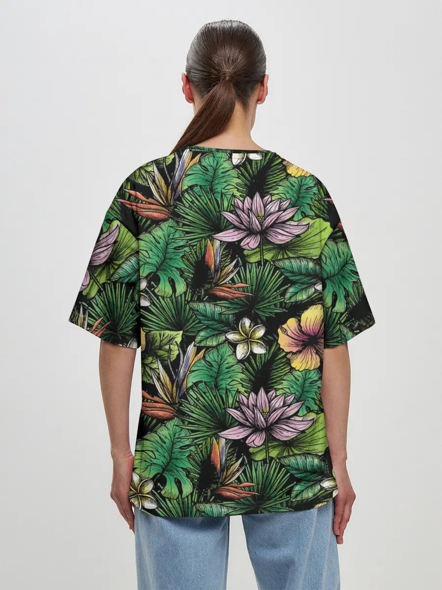 Женская футболка оверсайз / Летние цветы