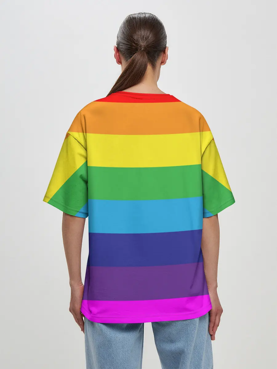 Женская футболка оверсайз / ЦВЕТНЫЕ ЛИНИИ