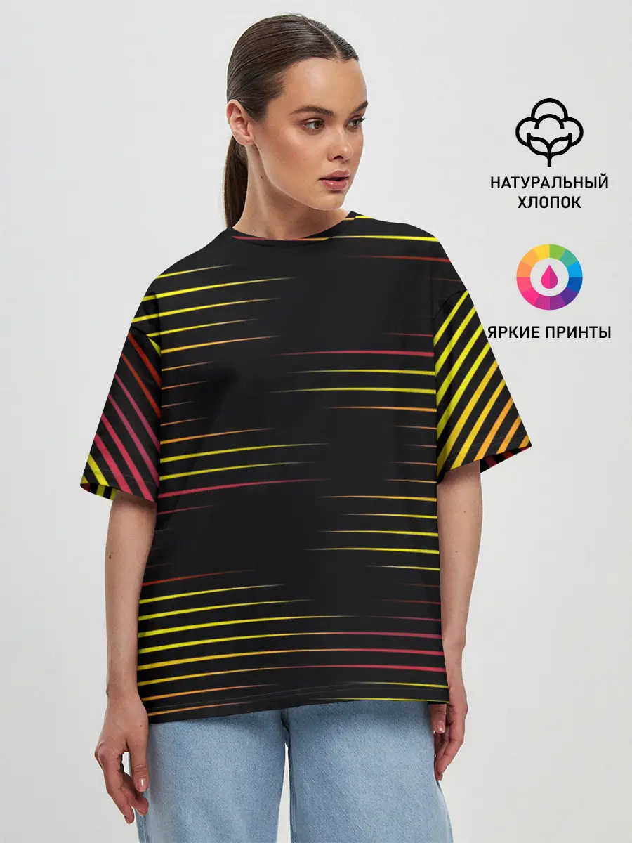 Женская футболка оверсайз / HORIZONTAL GEOMETRY