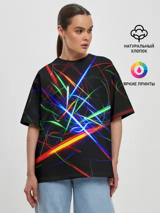 Женская футболка оверсайз / ФРАКТАЛЬНЫЕ ИСКРЫ