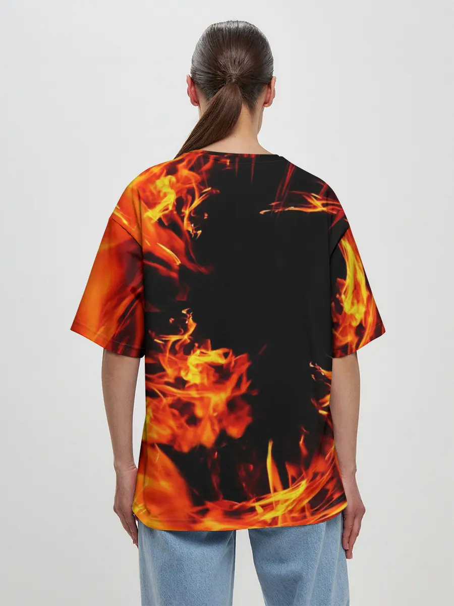 Женская футболка оверсайз / ОГОНЬ | FIRE