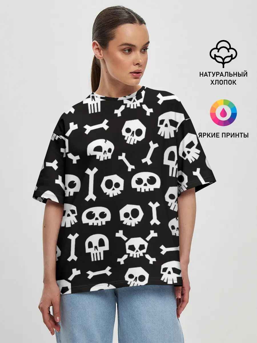 Женская футболка оверсайз / Черепушки