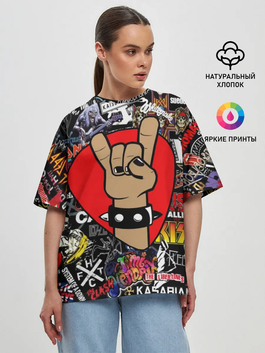 Женская футболка оверсайз / Rock | Логотипы