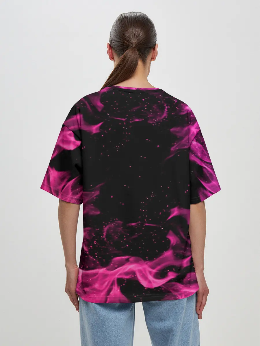 Женская футболка оверсайз / ОГОНЬ НЕОН