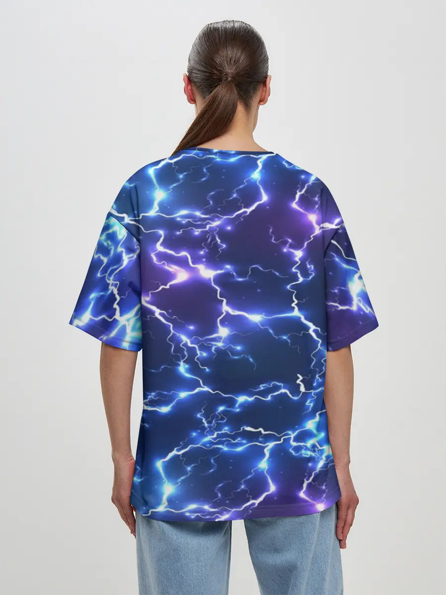 Женская футболка оверсайз / Грозовой Котик