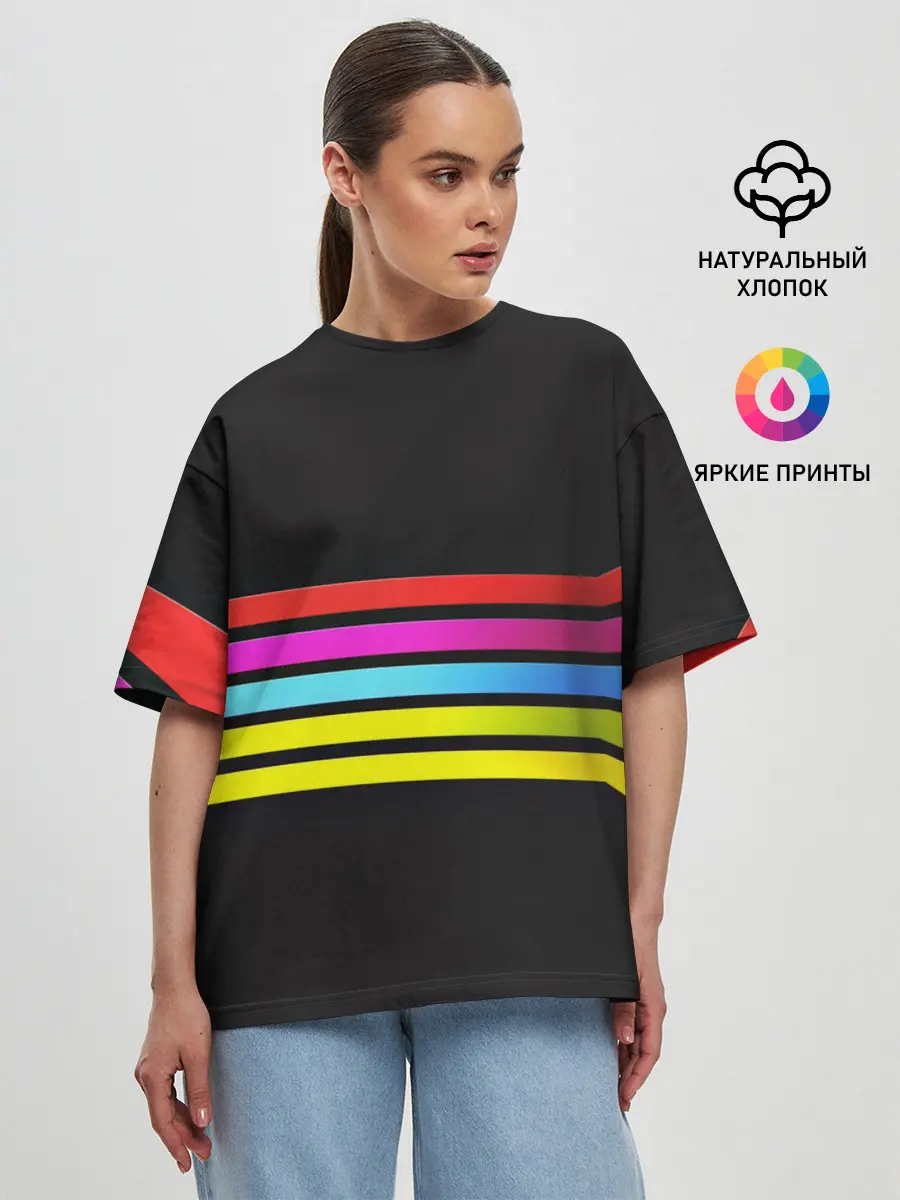 Женская футболка оверсайз / NEON GEOMETRY