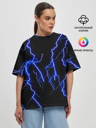 Женская футболка оверсайз / МОЛНИИ