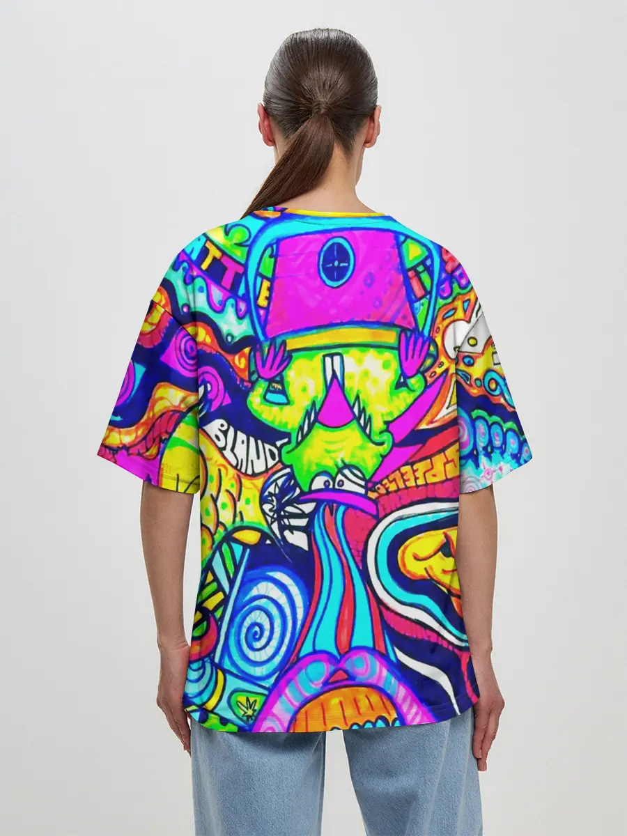 Женская футболка оверсайз / КИСЛОТНЫЕ РИСУНОК