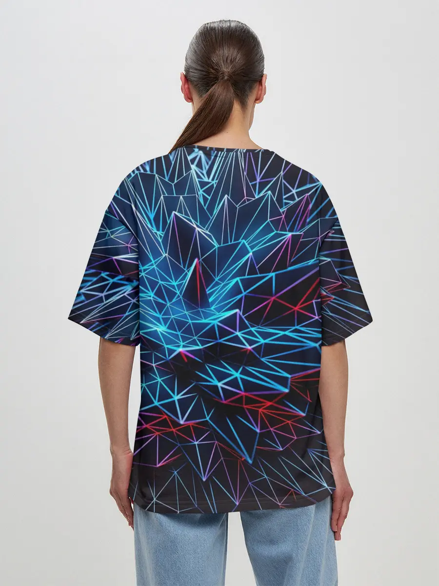 Женская футболка оверсайз / Синяя абстракция