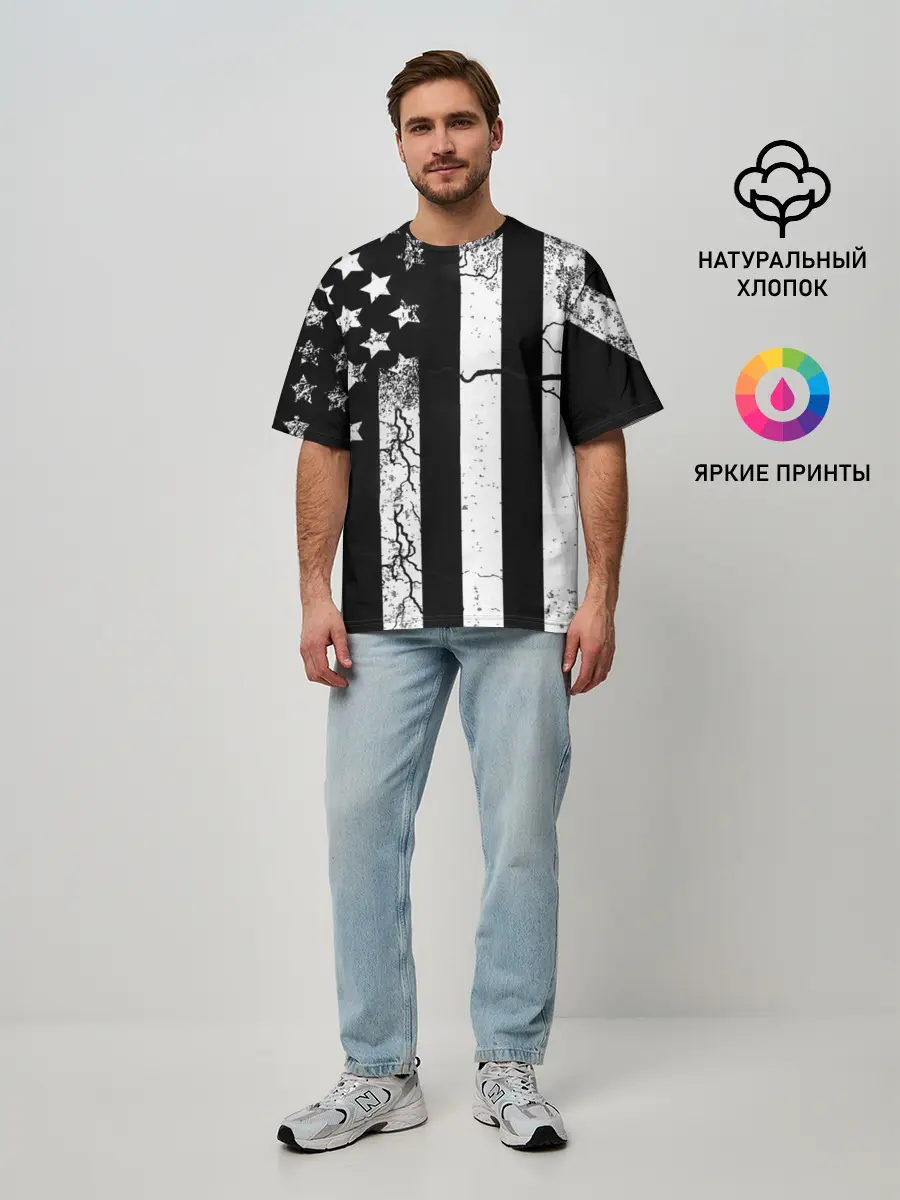 Мужская футболка оверсайз / ЗВЕЗДНО-ПОЛОСАТЫЙ