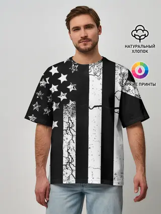 Мужская футболка оверсайз / ЗВЕЗДНО-ПОЛОСАТЫЙ