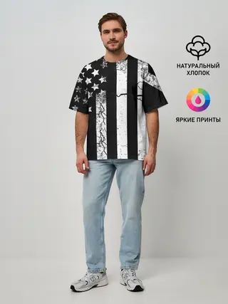 Мужская футболка оверсайз / ЗВЕЗДНО-ПОЛОСАТЫЙ