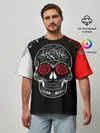 Мужская футболка оверсайз / Red White Skull - Череп