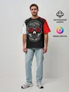 Мужская футболка оверсайз / Red White Skull - Череп