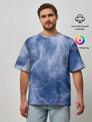 Мужская футболка оверсайз / Облака в небе