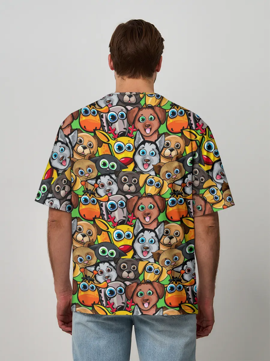 Мужская футболка оверсайз / Веселые собачки