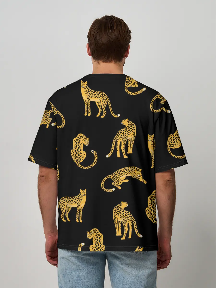 Мужская футболка оверсайз / Леопарды