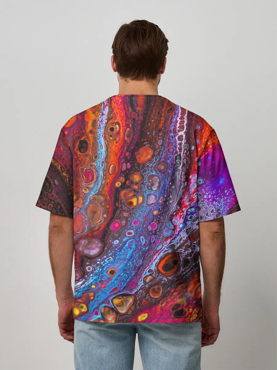 Мужская футболка оверсайз / Брызги на камнях