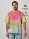 Мужская футболка оверсайз / Радужная акварель