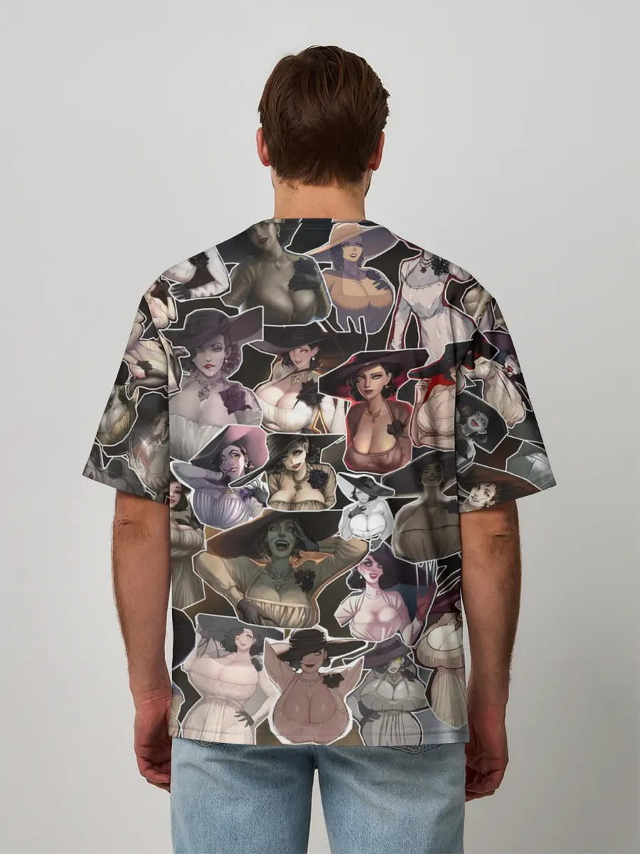 Мужская футболка оверсайз / Dimitrescu stikers style 2