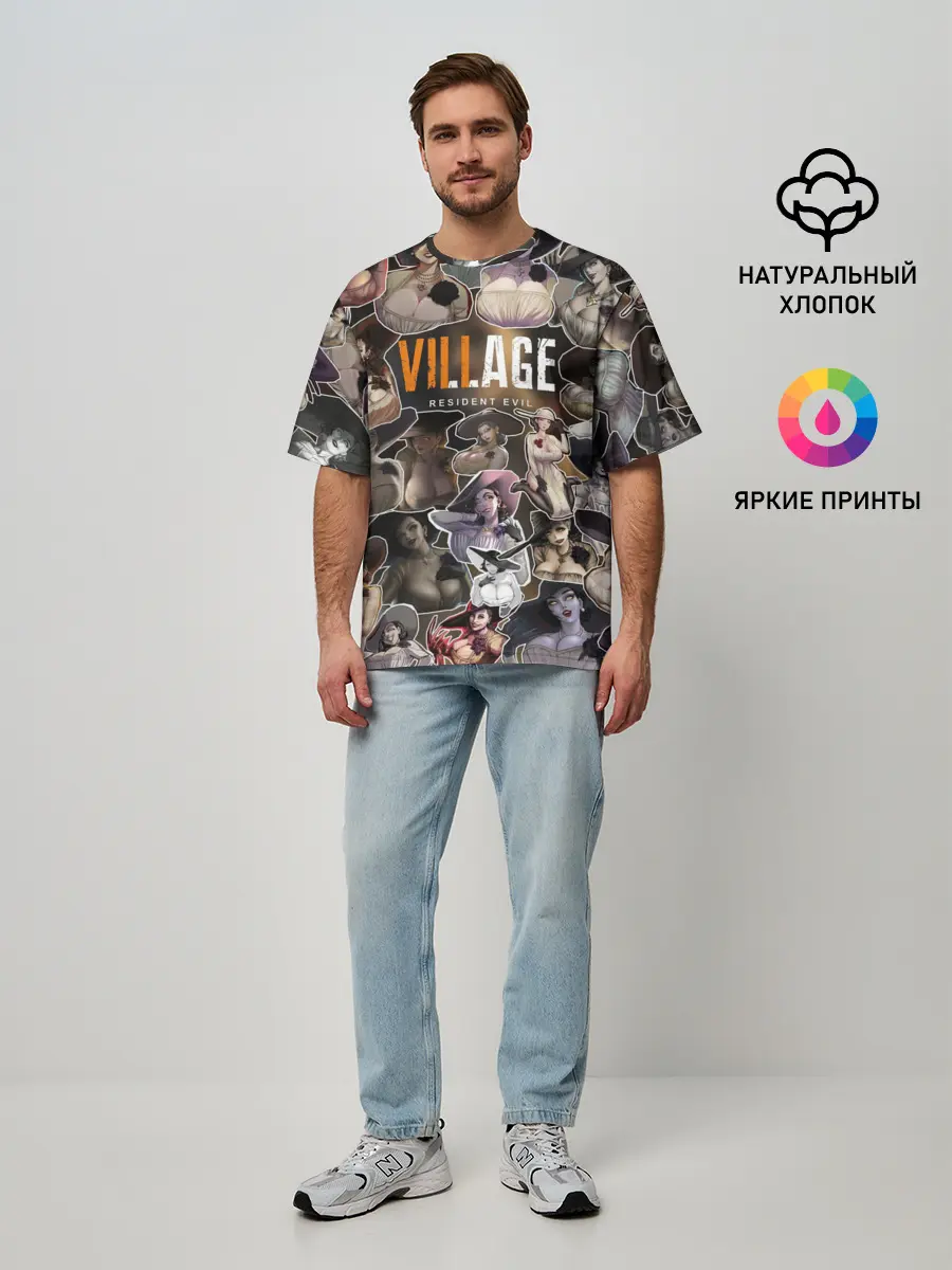 Мужская футболка оверсайз / Dimitrescu stikers style 2