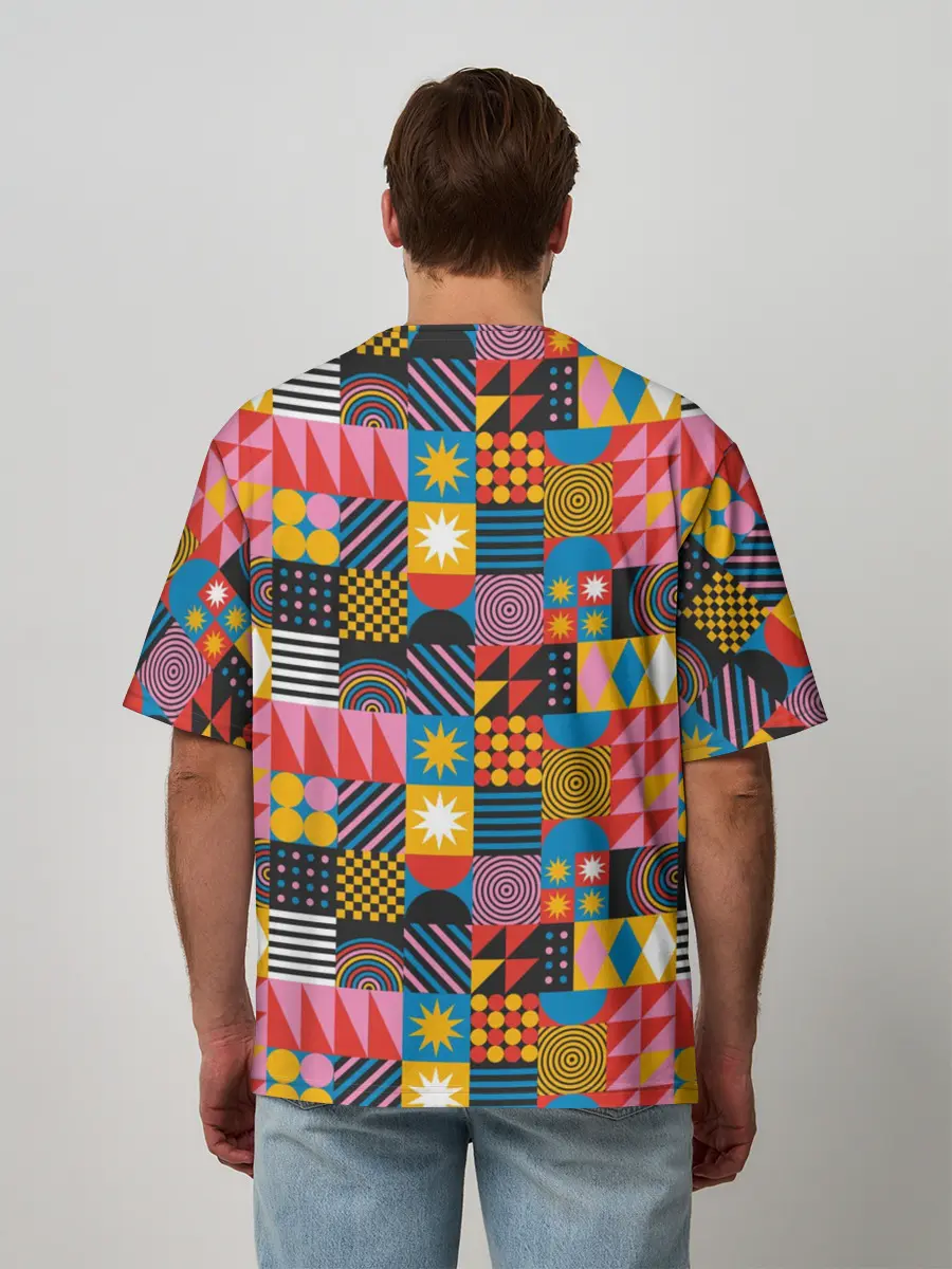 Мужская футболка оверсайз / Печворк. Мозаика.Настроение