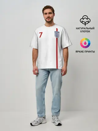 Мужская футболка оверсайз / Дэвид Бекхэм Англия Ретро