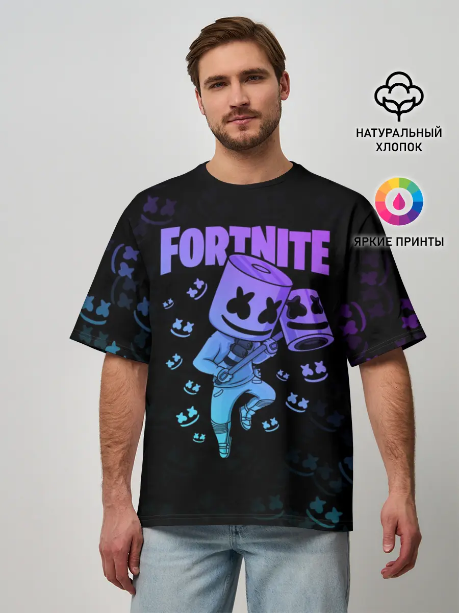 Мужская футболка оверсайз / FORTNITE MARSHMELLO