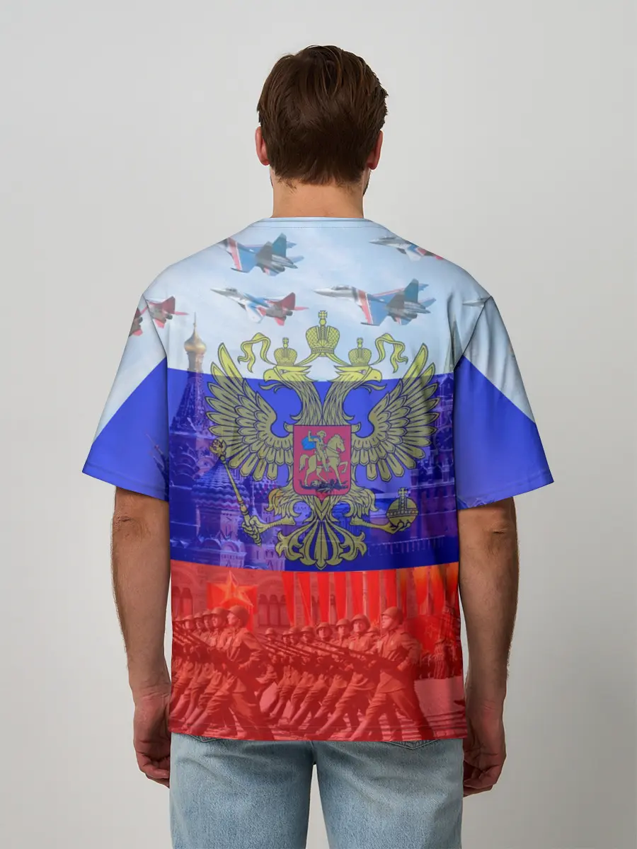 Мужская футболка оверсайз / Русский медведь и герб