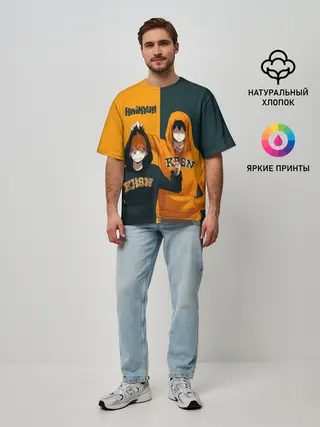 Мужская футболка оверсайз / Хината и Кагеяма из Карасуно