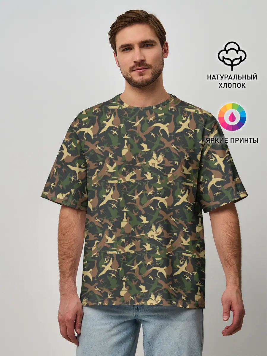 Мужская футболка оверсайз / Птицы