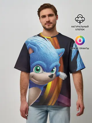 Мужская футболка оверсайз / Sonic