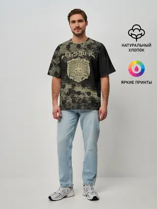 Мужская футболка оверсайз / Золотой Рассвет Чёрный клевер