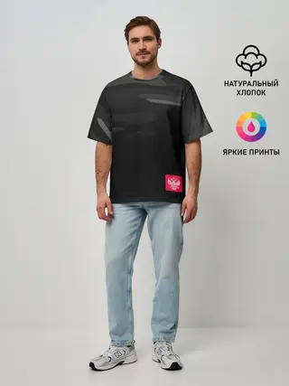 Мужская футболка оверсайз / Russia - Инферно