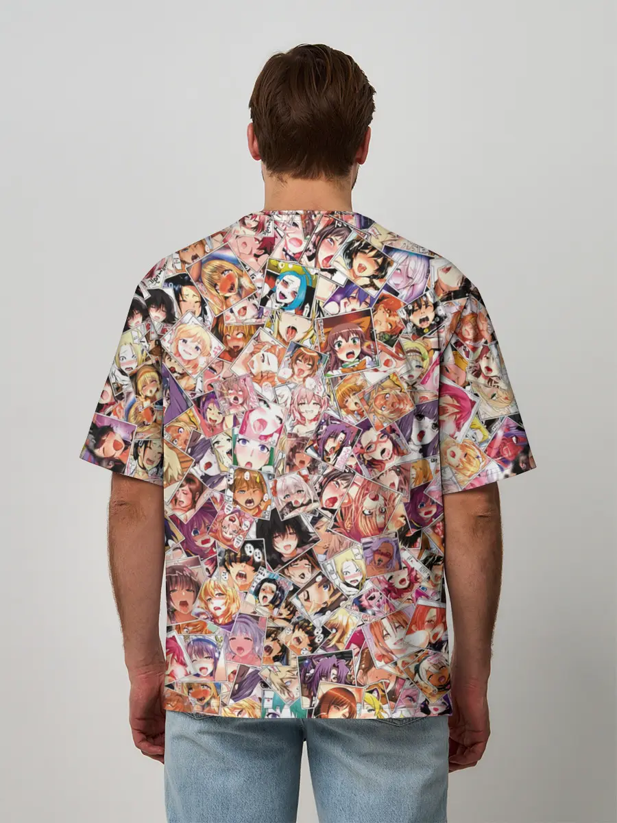 Мужская футболка оверсайз / Яркий паттерн АХЕГАО