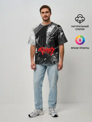 Мужская футболка оверсайз / BERSERK Ч/Б | БЕРСЕРК