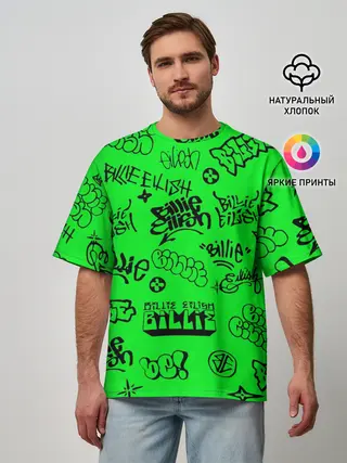 Мужская футболка оверсайз / Billie Eilish graffiti