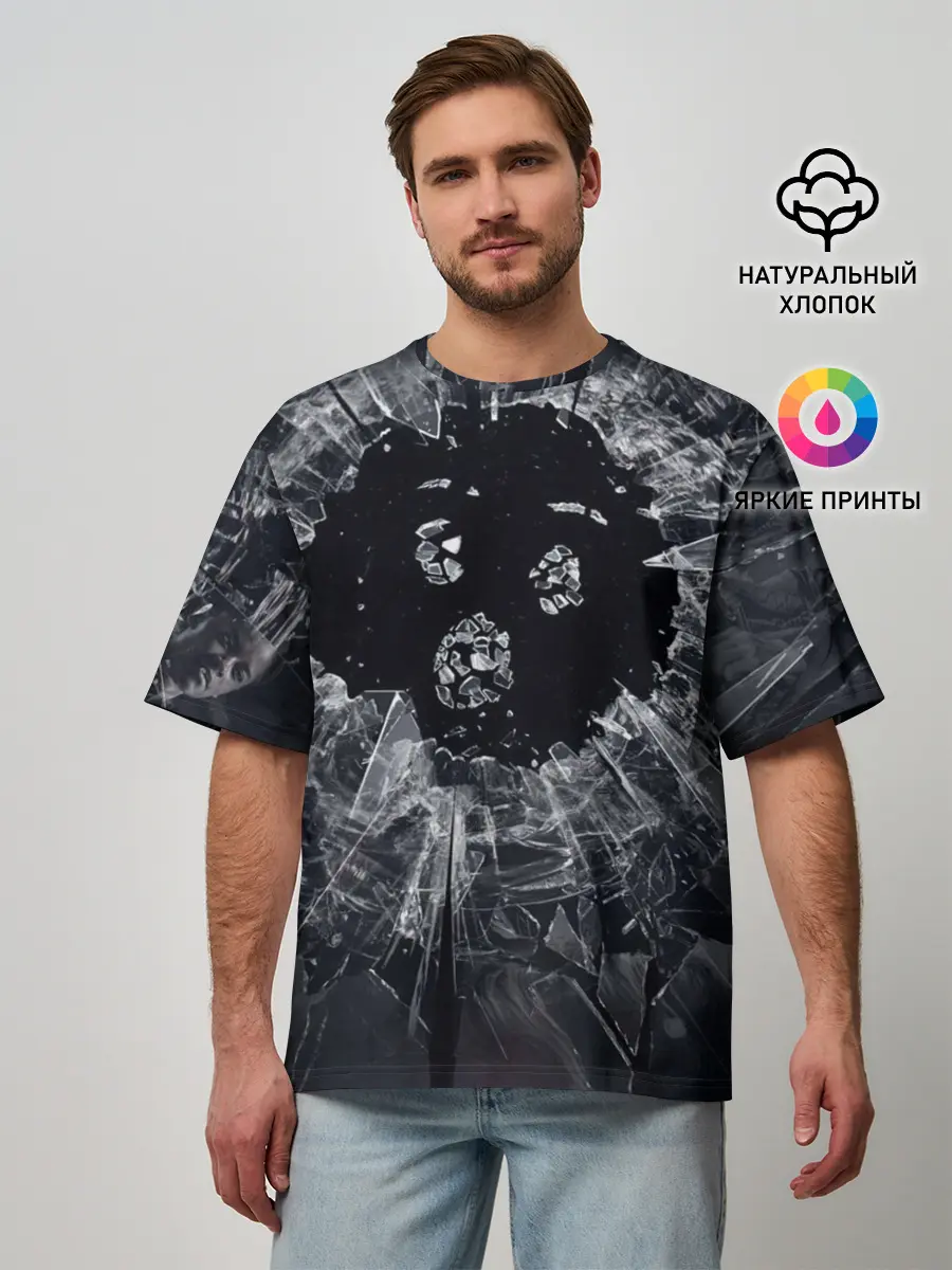 Мужская футболка оверсайз / ЧЕРНОЕ ЗЕРКАЛО