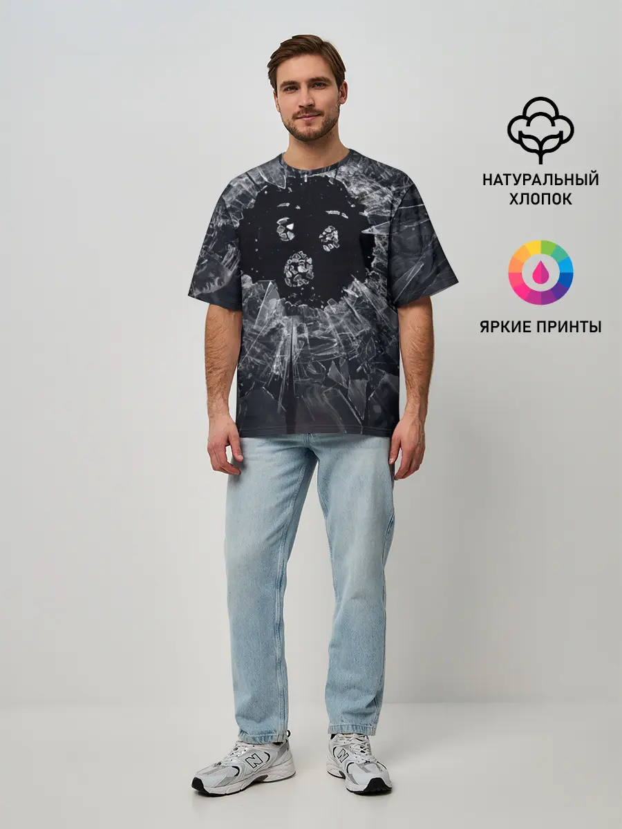 Мужская футболка оверсайз / ЧЕРНОЕ ЗЕРКАЛО
