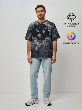 Мужская футболка оверсайз / ЧЕРНОЕ ЗЕРКАЛО