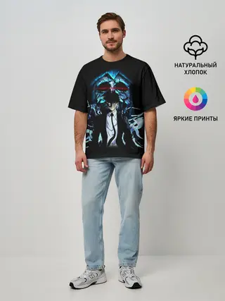 Мужская футболка оверсайз / Поднятие Уровня В Одиночку