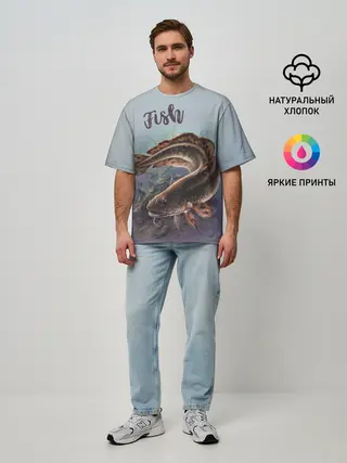 Мужская футболка оверсайз / Fish