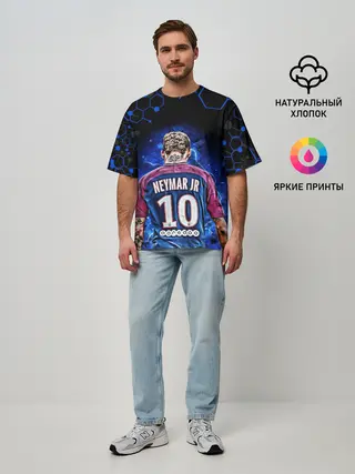 Мужская футболка оверсайз / НЕЙМАР / NEYMAR JR / НЕОН